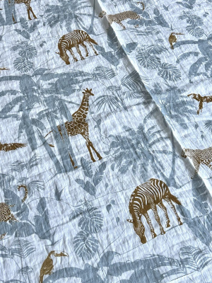 Ткань лён с эффектом мятости "Африка" принт Ellie Fabrics, ширина 143см | Ellie Fabrics