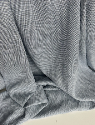 Ткань лён  сорочечный "сине-молочная клетка" арт.7/131 | Ellie Fabrics