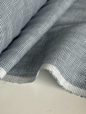 Ткань лён  сорочечный "сине-молочная клетка" арт.7/131 | Ellie Fabrics