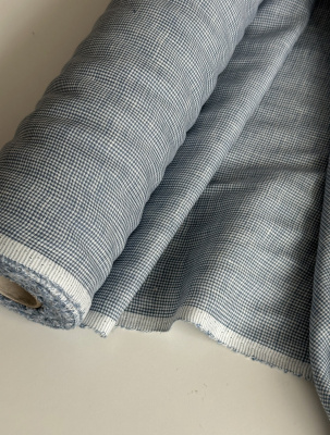 Ткань лён  сорочечный "сине-молочная клетка" арт.7/131 | Ellie Fabrics