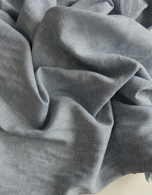 Ткань лён  сорочечный "сине-молочная клетка" арт.7/131 | Ellie Fabrics