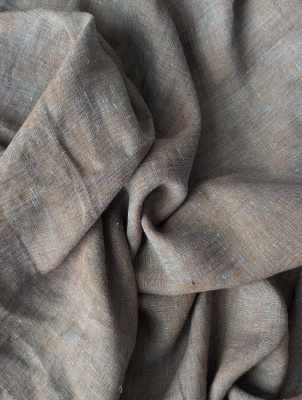 Ткань лён с эффектом мятости "коричнево-голубой меланж” арт. 419КР | Ellie Fabrics