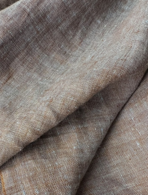 Ткань лён с эффектом мятости "коричнево-голубой меланж” арт. 419КР | Ellie Fabrics