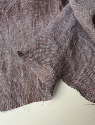 Ткань лён с эффектом мятости "коричнево-голубой меланж” арт. 419КР | Ellie Fabrics