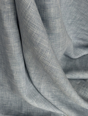 Ткань лён  сорочечный "сине-молочная клетка" арт.7/131 | Ellie Fabrics