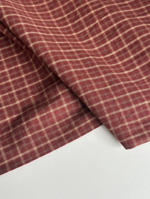 Ткань для шитья варёный хлопок пестроткань "тартан фудзи красная" ш. 250 см. арт. 446
